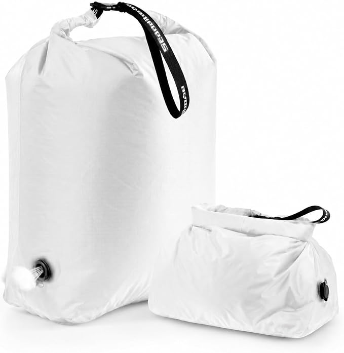 Travel Laundry Bag, Pump Free Vacuum Compression Dirty Clothes Bag Reusable Wet Dry Bags Large Capacity Space Saver Bags Camp Washable Clothes Organizer for Sports Dorm Laundromat (1 Pcs) (White, L)