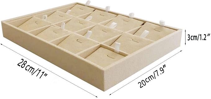 Premium Grade Beige Velvet Jewelry Organization Tray for Pendants Necklaces Store Show Tray Drawer Divider Closet Inserts