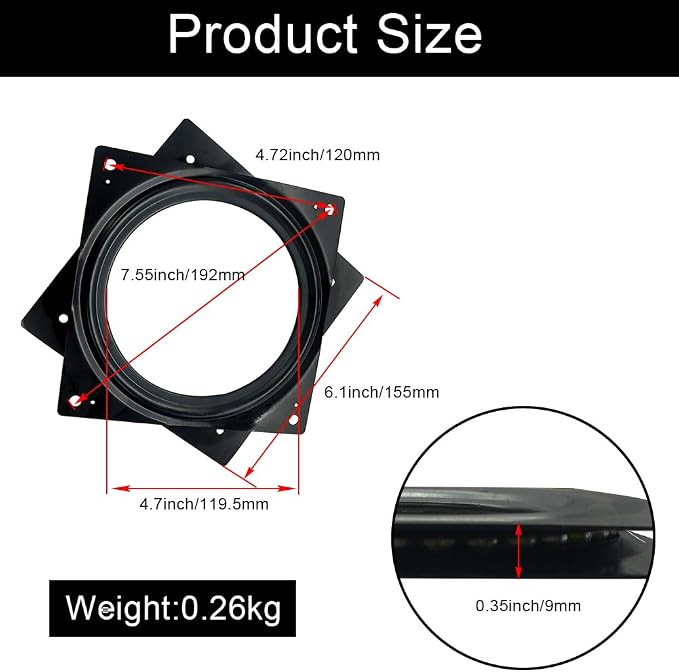 6" Lazy Susan Turntable, 500-lb Heavy Duty Steel Ball Bearing Rotating Tray Swivel Plate Cabinet Low Profile for Dining Table, Stool Chair, Pantry, Organizer (Black)