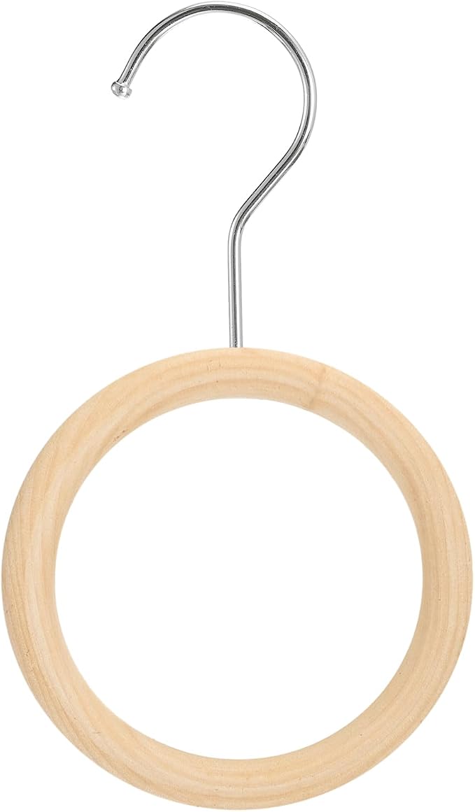 uxcell 4.7 Inch Scarf Ring Hanger, Scarf Organizer Holder Wooden Circle Rings Hanging Hook for Belt Tie Scarf, 10cm Length Hook (Silver)
