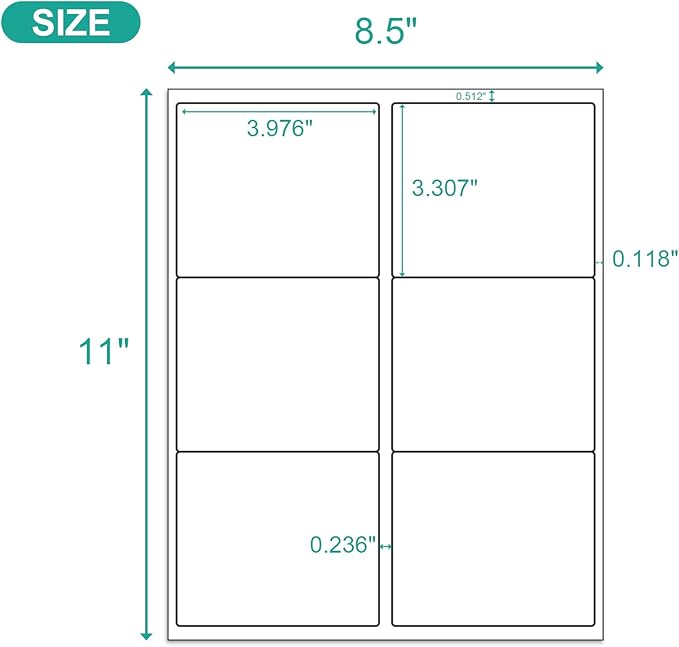 MFLABEL 3-1/3" x 4" FBA Shipping Labels - 6-UP on 8.5x11 Sheet, 50 Sheets (300 Labels) | Easy to Peel& Pop-Out Design for Laser & Inkjet Printers | Address Labels for Amazon FBA, UPS, FedEx