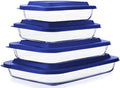8-Piece Glass Baking Dish Set with Plastic lids,Rectangular Glass Bakeware Set with Lids, Baking Pans for Lasagna, Leftovers, Cooking, Kitchen, Freezer-to-Oven and Dishwasher, Navy Blue