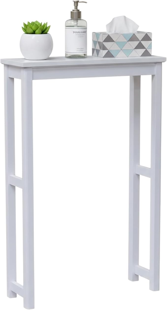 Alaterre Dorset Over the Toilet Storage Shelf, White, 27" W x 37" H | Bathroom Organizer Shelf, Space Saver Over Toilet Storage Rack, Freestanding Open Shelf, Modern, Easy Assembly
