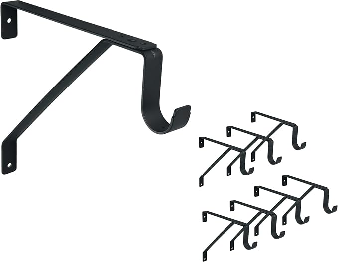 QCAA Heavy Duty Adjustable Shelf Rod Support Bracket for 3/4" Wall Cleat, Powder Coated Black, 8 Pack, Made in Taiwan