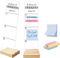 Sticky Note Holder, Monitor Memo Board, Sticky Note Board for Desk, Acrylic Desk Buddy with Wooden Base, Includes 200 Notes, Religious “Be Strong and Courageous Joshua 1:9”