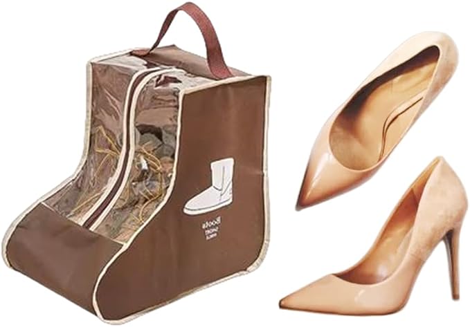 Portable 2 Pack Boots Storage, Short Boots Storage/Protector Bag | Brown Portable waterproof storage bags are used for travel storage,under the bed,wardrobe,shoe cabinet and other home storage
