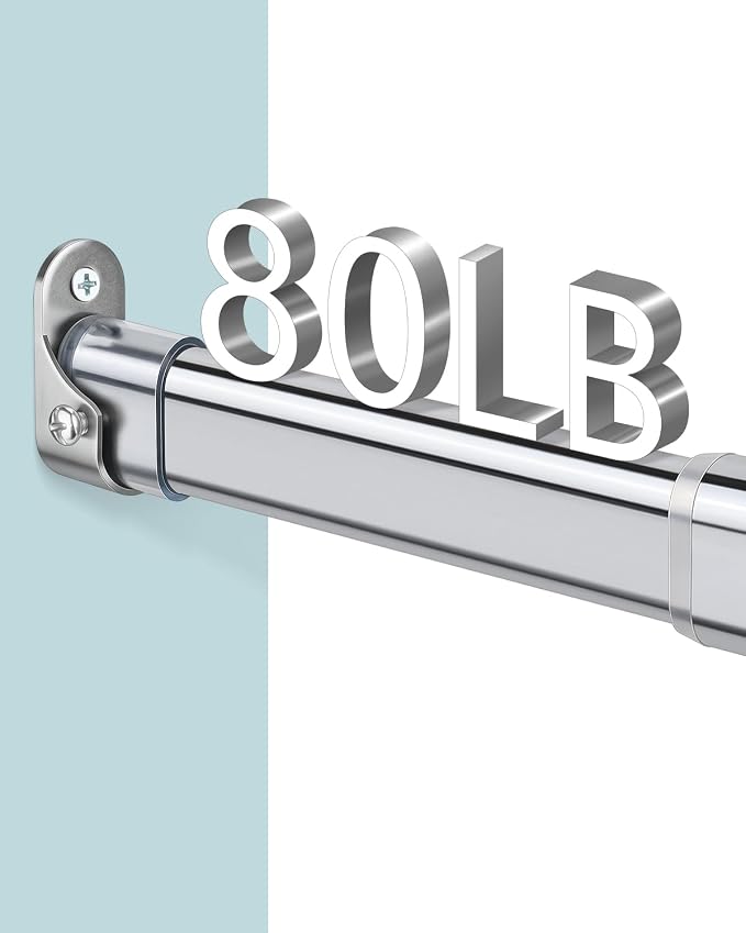 Heavy Duty Oval Closet Rod for Hanging Clothes, 51-70 Inch Adjustable Closet Rods, Premium Chrome