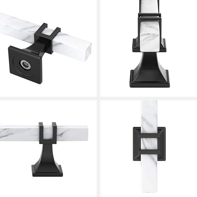 30 Pack 3-3/4 Inch White Marble Cabinet Pulls, Black Cabinet Handles Marble Grain and Black Pulls, Kitchen Cabinet Handles Square Dresser Drawer Pulls Kitchen Hardware