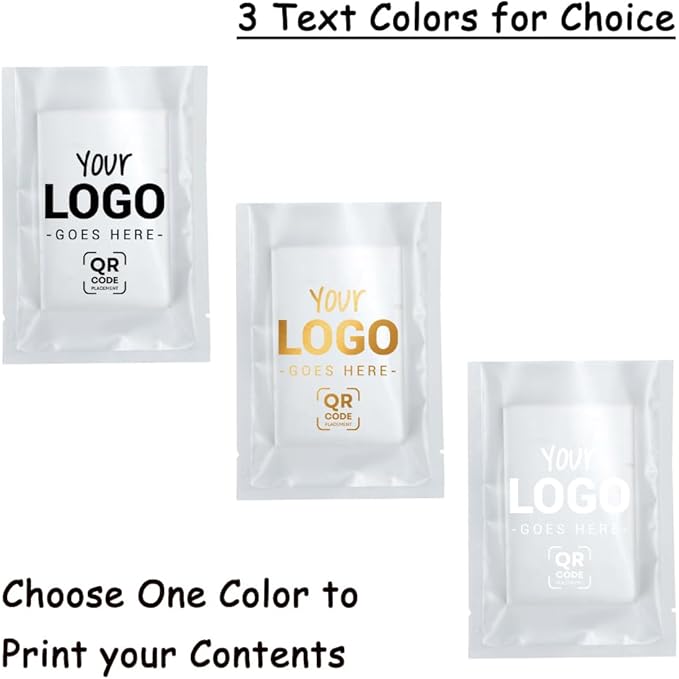 100PCS Customized Vacuum Heat Seal Bag,Open Top Packaging Bag with Clear Front,Single Color Printing for Logo/Text/QR Code (White, 10 * 15CM/4.0"*6.0"-100PCS-One Color Print)