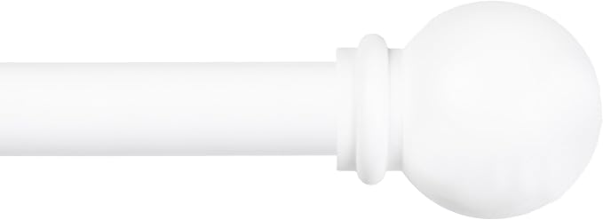 Kenney Chelsea Ball End Window Curtain Rod - Adjustable for Windows 48 to 86 Inches, Extendable Set, White