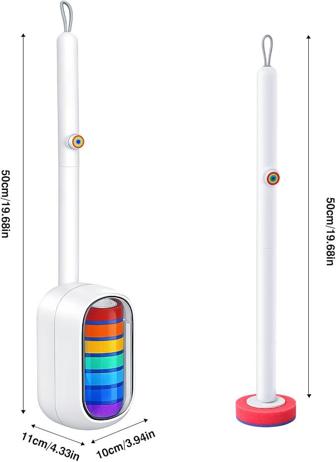 Disposable Toilet Brush, Toilet Cleaning Brush 7 Color-Coded Set – Strong Scrubbing Power, Hygienic Clipper Design No Fall Off, Each Handle with 35 Refill Heads, Clean Bathroom, Tub, Floor