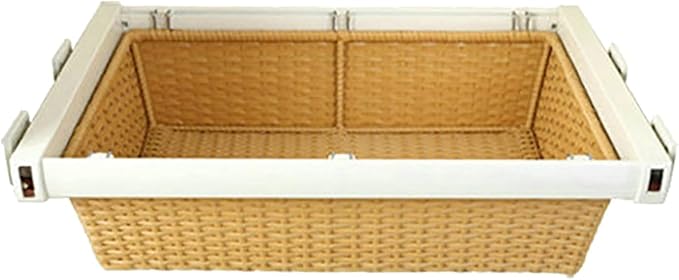 Pull Out Hanging Drawer,Rattan Under Shelf Storage Basket,Sliding Stackable Storage Bins,Adjustable Width 864-924mm,for Kitchen Bathroom Cabinets(Color1)