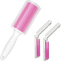 Washable Gel Lint Roller 3 Pack, Large & Mini Pet Hair Remover, Pink | Reusable & Sticky Gel Surface, With Protective Covers, For Clothes & Home Use, Easy Cleaning