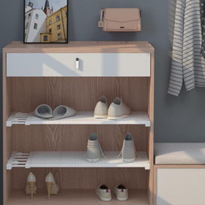 Expandable Closet Shelf Dividers Adjustable Cabinet Storage Rack Hanger Wardrobe Organizer Tension Rod Separators for Bedroom Bathroom Kitchen Bookshelf (Width 9.45 in, Length 15-21.7 in)