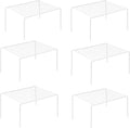 iPEGTOP Set of 6 Kitchen Cupboard Organiser Shelf, Small Size 10.6 x 5.1 Inch Freezer Cabinet Organization Storage Shelf Wire Rack, Steel Metal Shelves for Fridge Pantries Countertops Utensils -White
