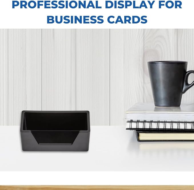 1InTheOffice Business Card Holders Desk, Desk Business Card Holder, 2 Compartment Business Card Display, Black, 2 Pack