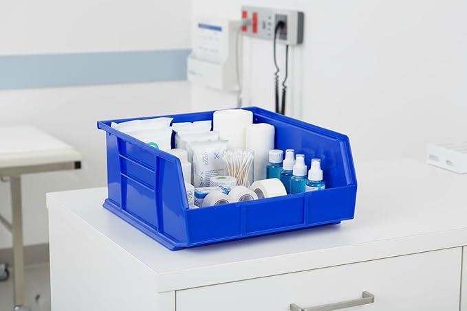 Hudson Exchange 11" x 11" x 5" Plastic Stackable Storage Bin and Hanging Container (Blue, 1 Pack)