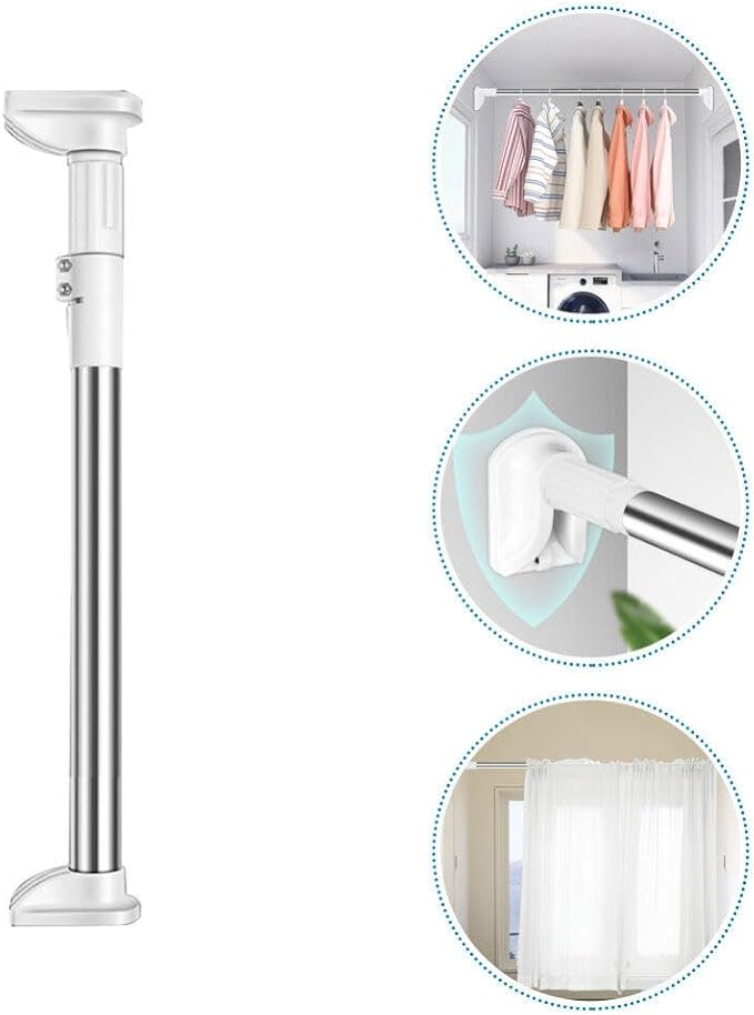 Kichvoe Adjustable Closet Rod 31.49 Inch Telescopic Clothes Drying Pole Lightweight Expandable Wardrobe Bar for Hanging Clothes and Curtains Portable Home Storage Organizer