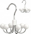 2 Pack Hoodie Hangers 360° Swivel Hooks with Wood Balls for Storage, White | Hanging Closet Hat Purse Tanktop Handbag Necklace Organizer Bra Hanger and Storage Save Space
