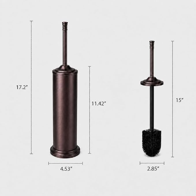 Red Bronze Toilet Brush and Holder Set，Extra Long Handled Toilet Bowl Brush and Holder，Stainless Steel Heavy Duty Toilet Brush for Bathroom,Deep Cleaning Modern Toilet Cleaner Slip Base