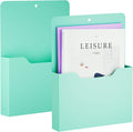 Marbrasse 2 Pack Magnetic File Holder - Paper Holder, Pocket Organizer,Hanging Wall File Organizer Office Supplies Storage, Magazine Mail Case for Notebooks,Planners,Letter (Green)