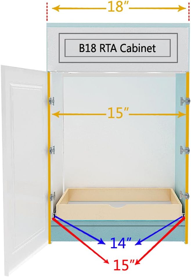 Couver Pull Out Drawers For Cabinets, 15"W x 21"D x 3"H Soft Close Slide Out Wood Shelves Storage Organizer for Kitchen, Finished, Heavy-Duty, Non-Assemble
