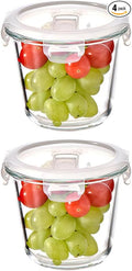 H.JSS WDJS 24 Oz Round Glass Food Storage Container set, 3 Cup Round Glass Soup Container with Airtight Lids BPA free, Borosilicate Storage Bowls, Dishwasher Microwave Freezer Safe (2 Pack)