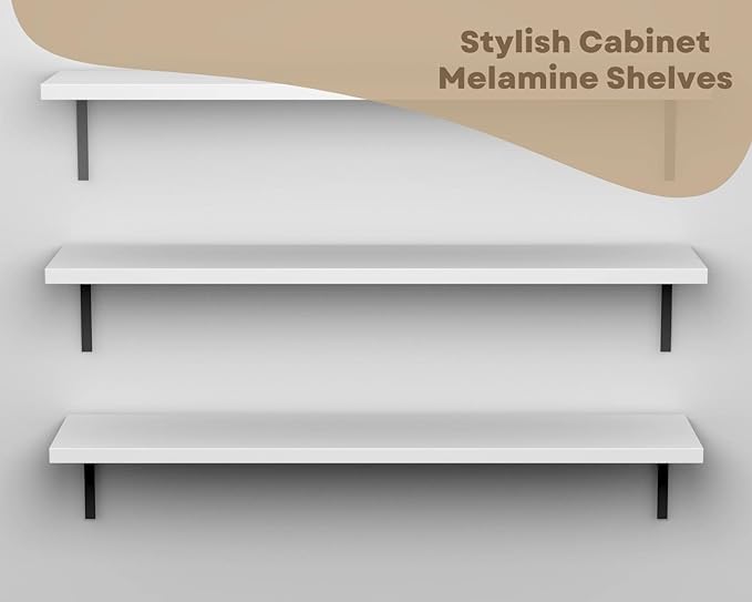 White Cabinet Shelves Melamine 1/2'' Thick, Custom, Cut to Size. (12'' Depth x 19' Inches Length)