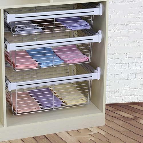 Pull-Out Wire Baskets,Closet Pull-Out Baskets,Retractable Drawer-Style Basket,Sliding Mesh Cabinet Basket,for Home/Laundry/Bathroom/Mudroom(Color2,464-513mm)