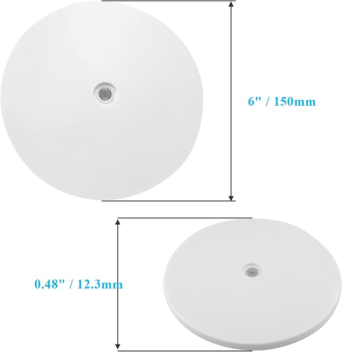 Jersvims 6 Inch Acrylic Turntable Platter, White, 2Pcs | Round Rotating Plate, For Kitchen Pantry Cabinet Desk Rack, Spice Cake Cookie Decorating