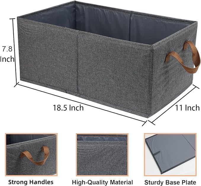 Fordonral Pack of 3 Large Capacity Storage Bins Closet Organizer System, Sturdy Foldable Storage Boxes for Organizing Clothing, Sheets, Toys, Books - Shelf Organizer Shelves Basket Storage Bin