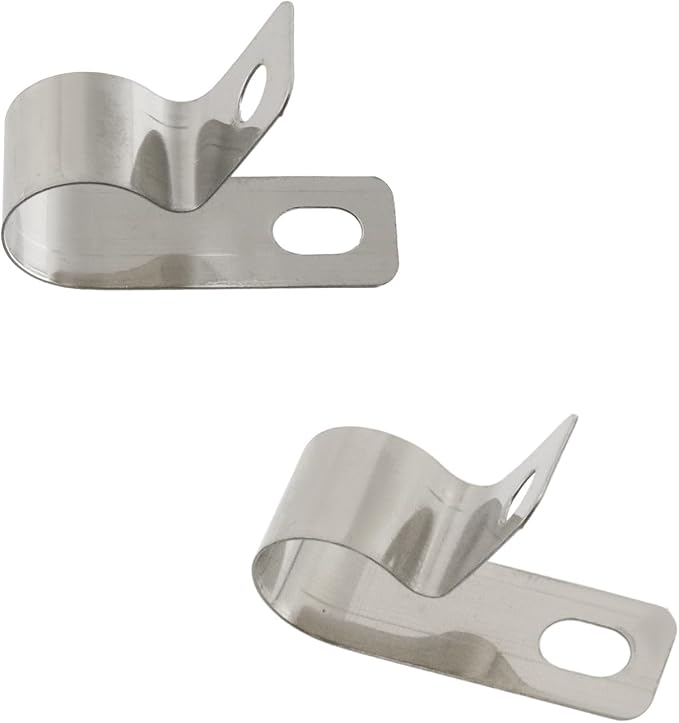 Antrader Stainless Steel Wire Fence Clips,Fencing Mounting Clips with Screw | 10mm/0.39" Cable Clamps,Nickel-Plated and Rust-Resistant,Wire Clips Cord Clamp