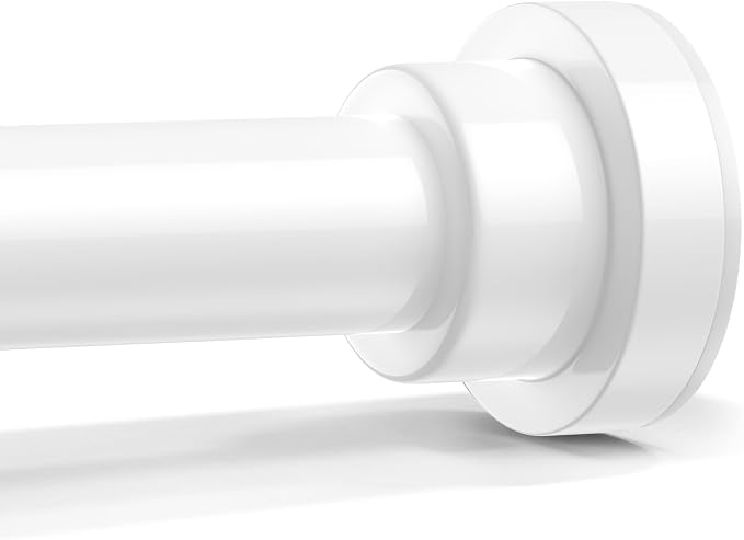 Shower Curtain Rod 31-49 Inch,7/8"Diameter Adjustable Spring Tension Curtain Rods No Drill,Ivory White Shower Tension Rod for Bathroom,Room Divider,Window,Anti-Rust Non-Slip 1-Pack