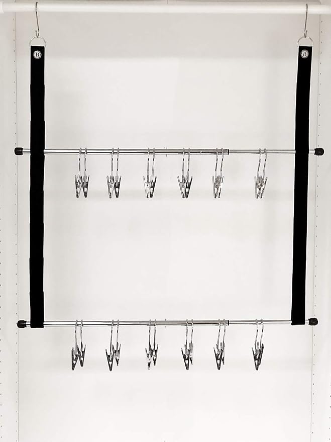Deluxe 12-Pair Hanging Boot Storage - Double Decker Boot Caddy Includes 12 Boot Hangers (Boot Organizer, Boot Hanger, Boot Storage System) (Silver Rack System with 12 Boot Hangers)