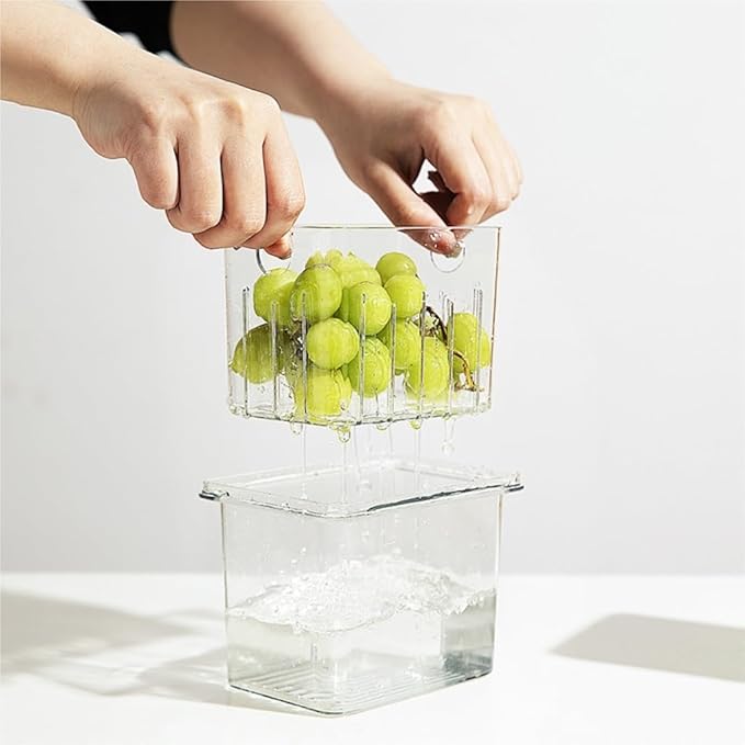 Food Storage Container Refrigerator Fresh-Keeping Storage Box Sealed Frozen Box Storage Household Portable Sub-Package Box Kitchen Refrigerator Food Organizer (Color : Clear, Size : F)