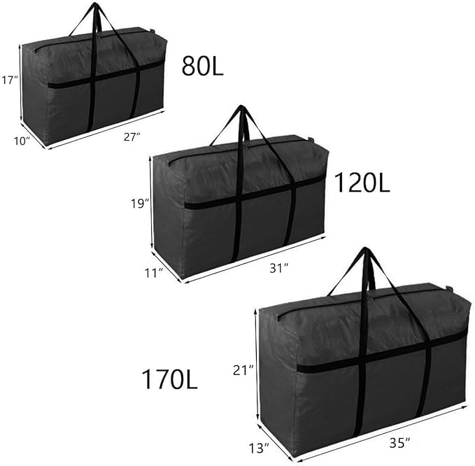 Extra-large Tarp Storage Bag (Black, 45Gal/170L)