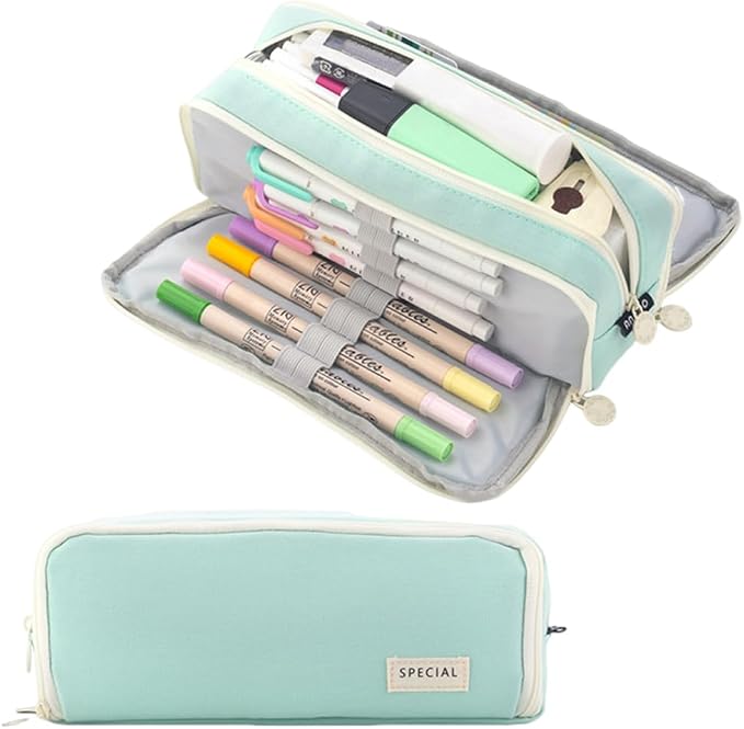 iSuperb Large Pencil Case 3 Compartments Pencil Pouch Big Capacity Pencil Bag for Kids Teen Girls Boys Student School Supplies Oxford Organizer Pen Bag Cosmetic Makeup Pouch