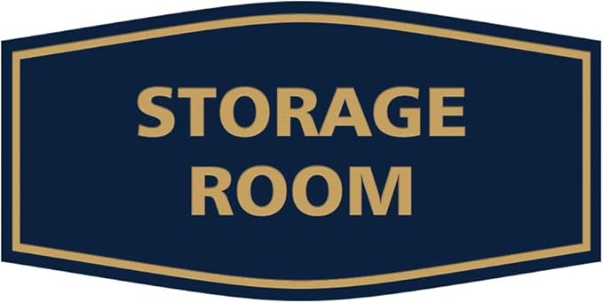 Signs ByLITA Fancy Storage Room Sign (Navy Blue/Gold) - Medium 2 Pack