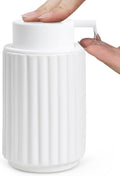 Soap Dispenser, Liquid White Ceramic Refillable Hand Soap Pump for Bathroom Kitchen, 10.5OZ Lotion Dispenser Dish Soap Dispenser, Modern Stripe Design, ANTIS'S HOME