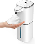 Luxspire 420ml Automatic Foaming Soap Dispenser for Bathroom, White | Touchless foam soap dispenser, IPX5 waterproof, 9 foam levels, LED power display fits hand soap dish wash body wash