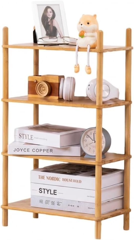 4-Tier Bamboo Coffee Bar Organizer,Coffee Bar Accessories, Mul-tifunctional Wooden Beaded Coffee Station Countertop Stand Shelf for Kitchen Home Office,Counter Riser Display Shelf for Top of Desk Home
