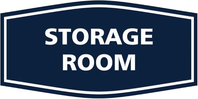 Signs ByLITA Fancy Storage Room Sign (Navy Blue/White) - Small 10 Pack