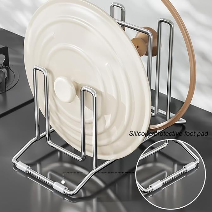 Cutting Board Holder Stainless Steel Wire Chopping Board Stand Cutting Board Storage Rack Organizer with 4 Slots for Kitchen Countertop (4 Slots)