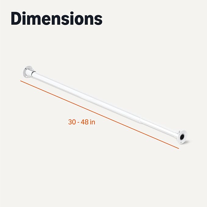 Amazon Basics Closet Rod, Adjustable, Chrome Finish, 30 to 48 Inches, 50-Pound Capacity, for Hanging Clothes