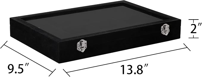Frebeauty 12 Grid Bracelet Holder Box,Velvet Jewelry Tray with Clear Lid | Real Glass Lid,Bracelet Display,Jewelry Organizer for Bangle Brooch,Adjustable Divider,Dustproof Design,13.8×9.5Inches