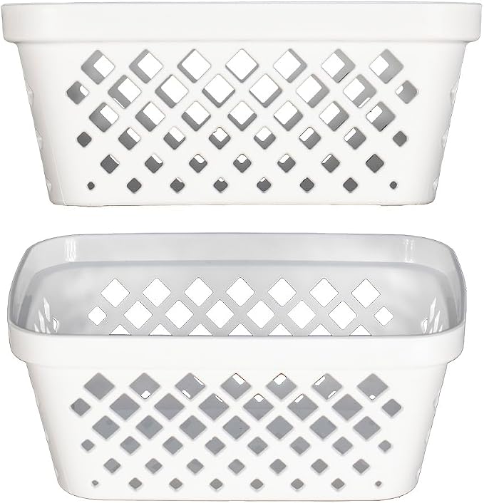 Glad Plastic Storage Basket Set - Multipurpose Drawer Trays, Kitchen Pantry Containers, and Bathroom Bins - Small Organizers, White, 6.25" L x 4.6" W x 2.7" H, 9 Count (Pack of 4)