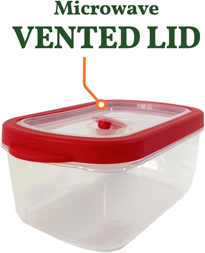10-Piece Rectangle Food Storage Containers with Vented Lids, Airtight and BPA Free, Stackable, Microwave, Freezer, and Dishwasher Safe (RED)