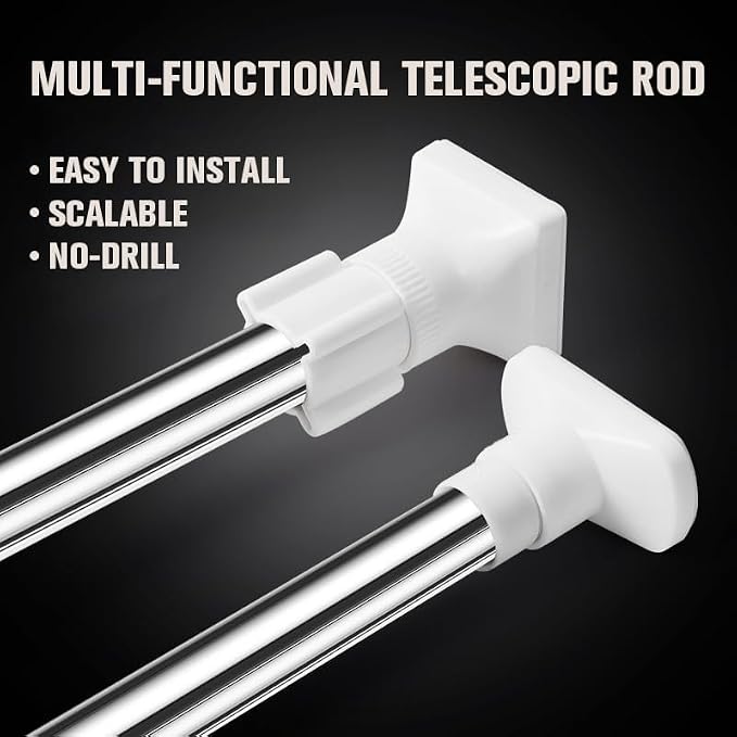 Closet Rod,Adjustable Closet Rods for Hanging Clothes,Rust-Resistant Tension Bathroom Rod for Window,Bathroom,Closet,Room Divider Without Drilling,Heavy-DutyTension Rod (27.56-47.24in)