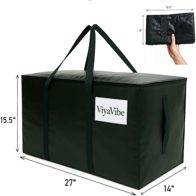 XL Moving Bag – 27"×14"×15.5" (25.4 Gal) Heavy-Duty Collapsible Storage Tote Zipper Lid & Tag Pocket — 2-Pack for Moving, College/Dorm