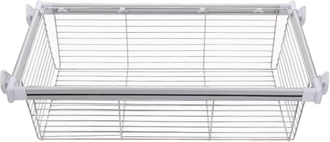 Closet Pull-Out Basket,Stackable Storage Bins,Stainless Steel Stackable Shelf Baskets Organizer,Adjusted Width for Bedroom Office Bathroom(32.28-34.25in)